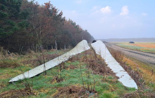 Wind turbine blades being decommissioned